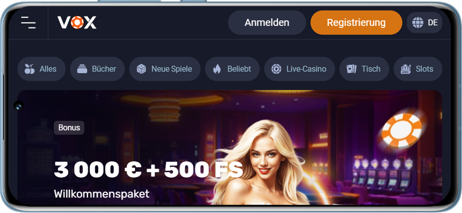 Laden Sie die Vox Casino-App für Android herunter