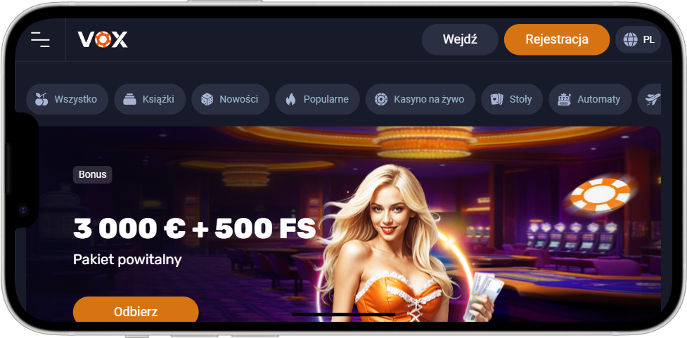 Pobierz aplikację Vox Casino na iPhone'a